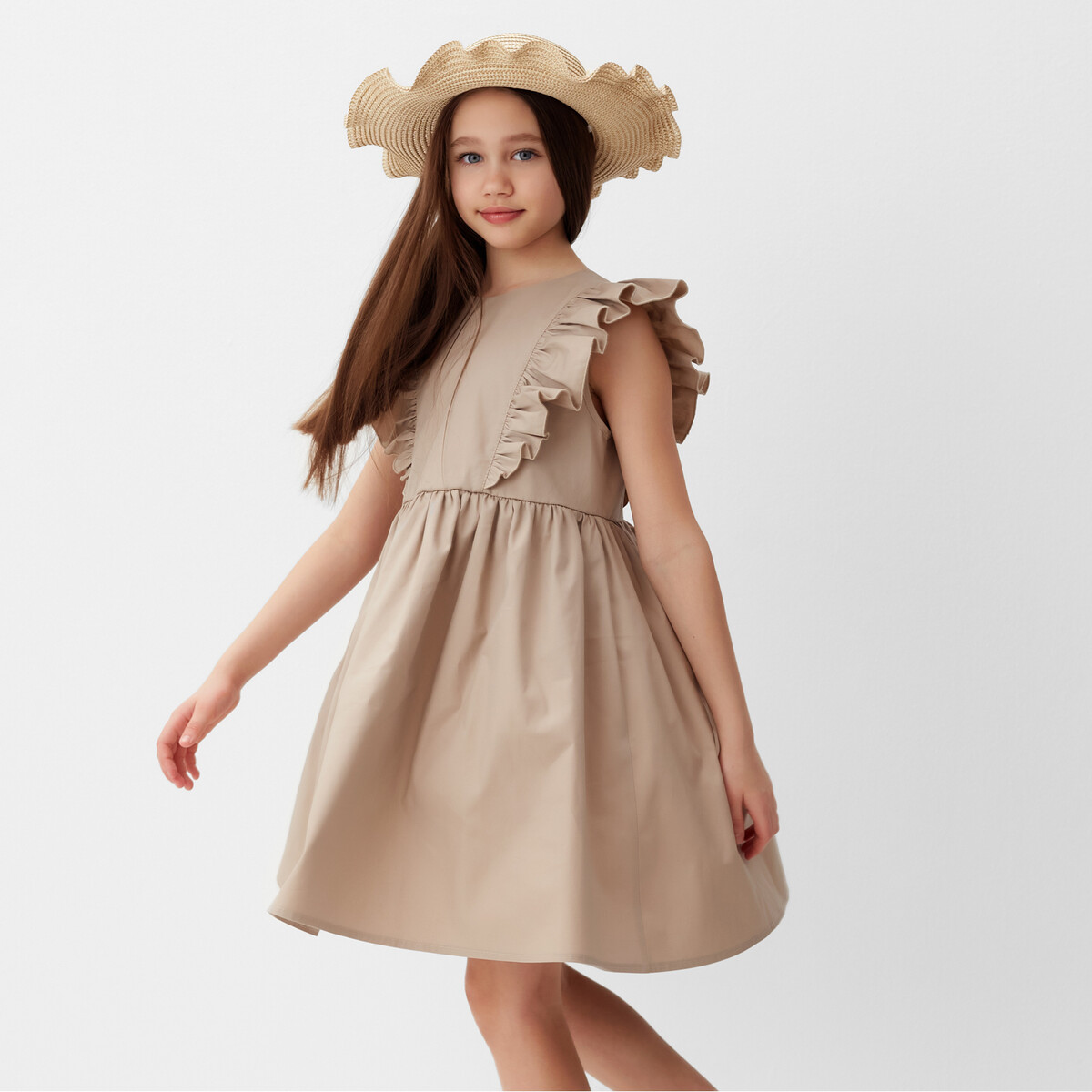 Платье MINAKU, размер рост 104 см, цвет бежевый