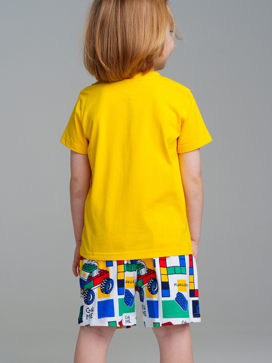 Комплект трикотажный фуфайка футболка шорты пояс PLAYTODAY, размер рост 98 см, цвет желтый 09747113 - фото 4