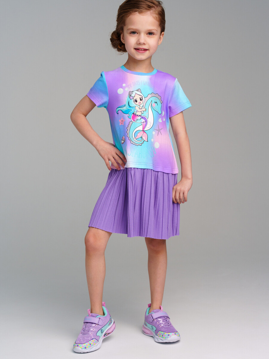Платье трикотажное PLAYTODAY, размер рост 98 см, цвет фиолетовый