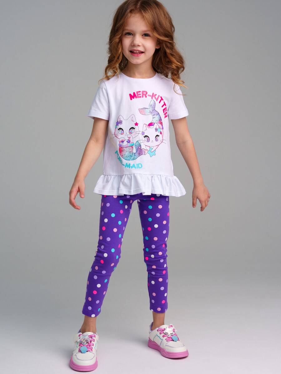 Комплект трикотажный фуфайка футболка брюки леггинсы пояс комплект для девочки футболка леггинсы
