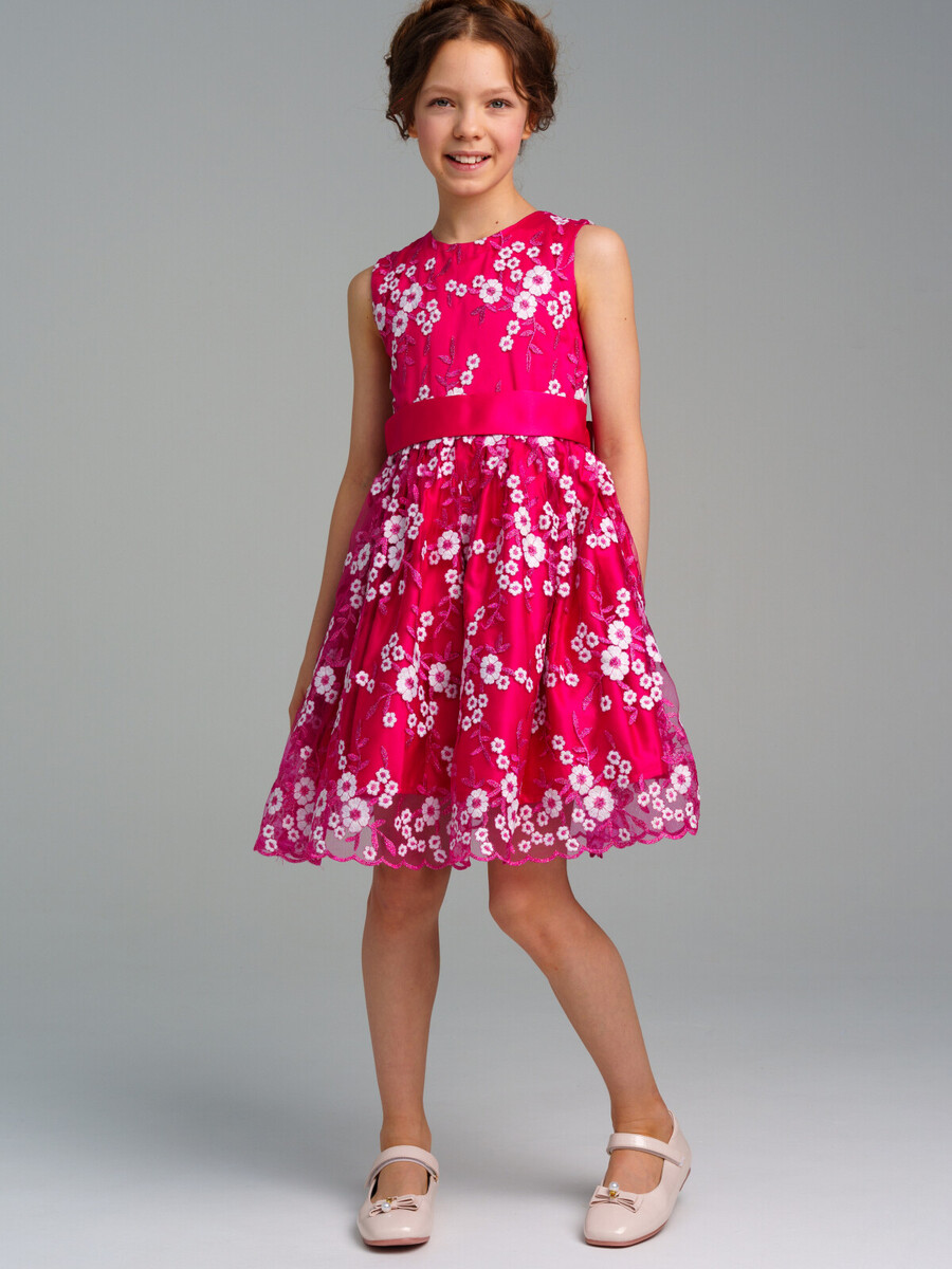 Платье PLAYTODAY, размер рост 128 см, цвет малиновый