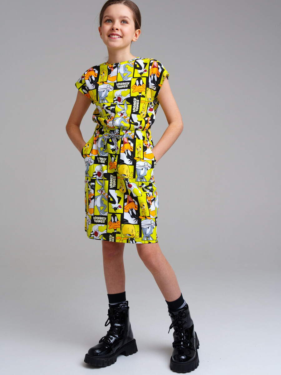 Платье трикотажное PLAYTODAY, размер рост 128 см, цвет разноцветный