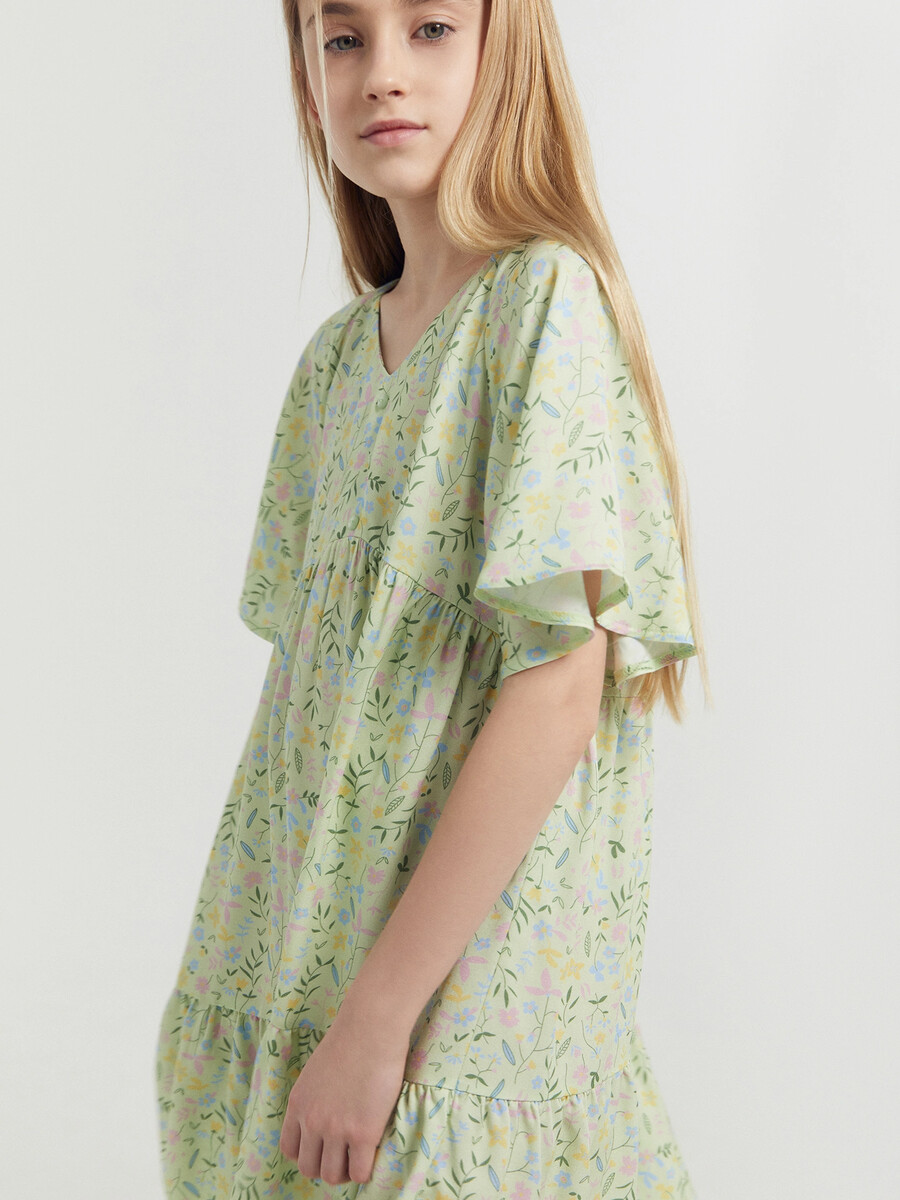 Платье для девочек светло-зеленое с цветами Mark Formelle, размер рост 116 см