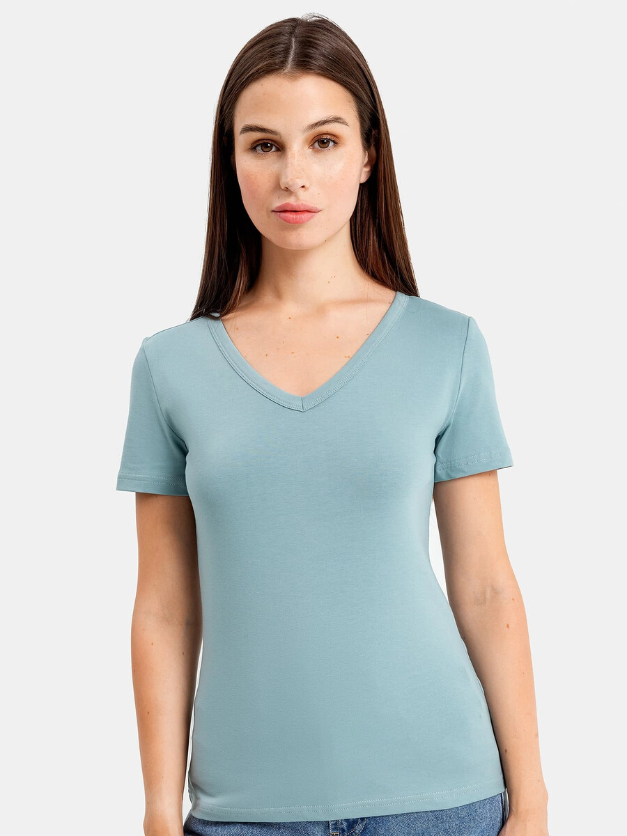 Однотонная футболка в оттенке футболка женская в бирюзовом оттенке