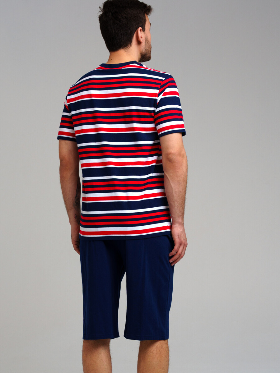 Комплект трикотажный фуфайка футболка шорты пояс PLAYTODAY, размер 46, цвет синий 09904962 - фото 4