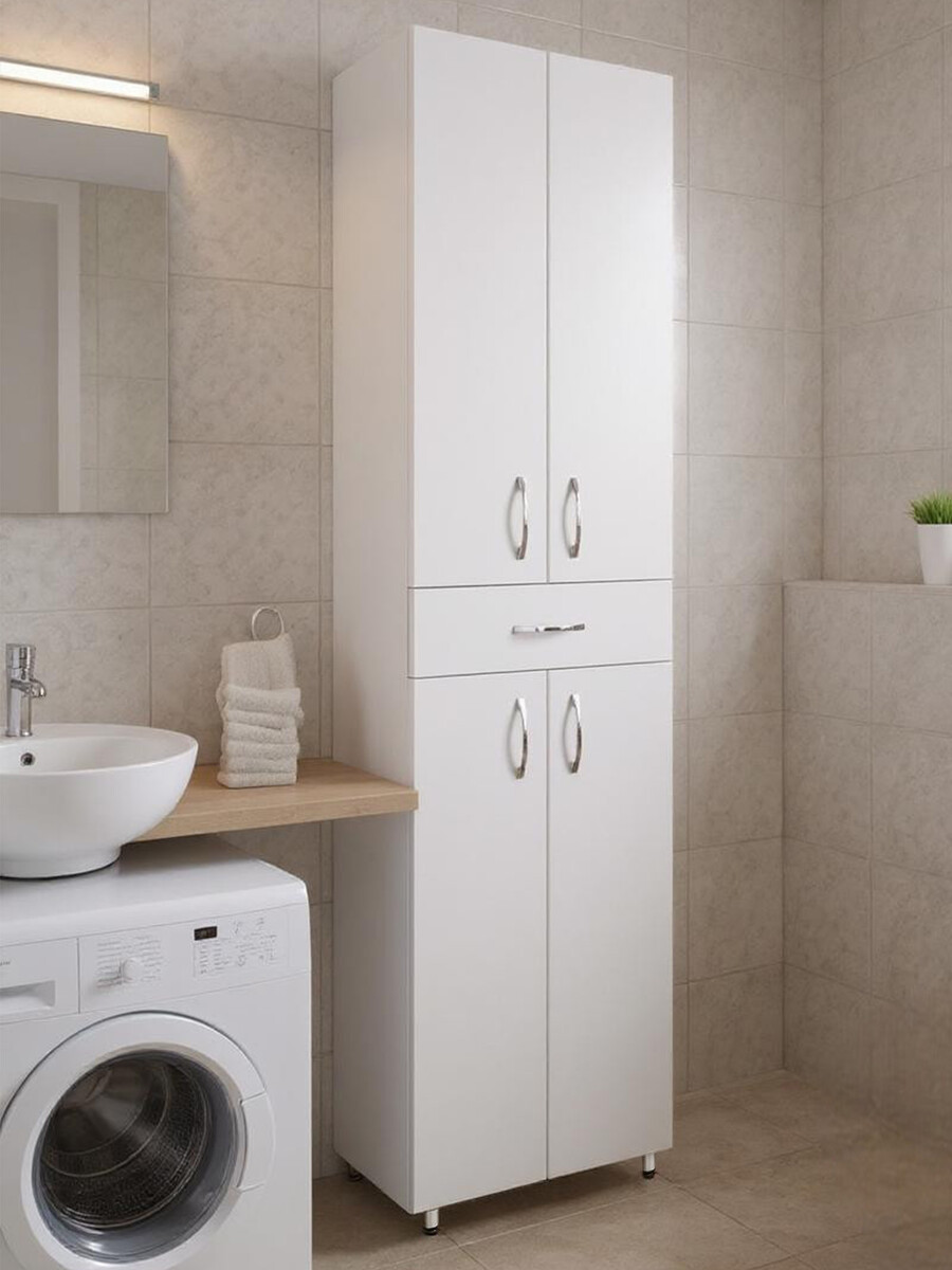 

Шкаф - пенал напольный для ванной комнаты, Белый