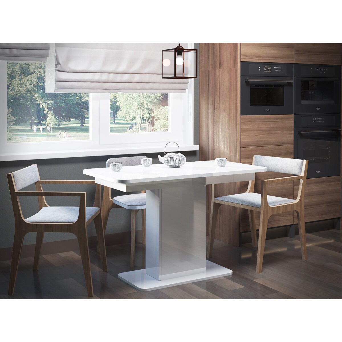 Стол кухонный на одной ножке раскладной со-3, 1200(1500)х650х756, белый/белый kett up стол кухонный eco lerhamn 80x60 см