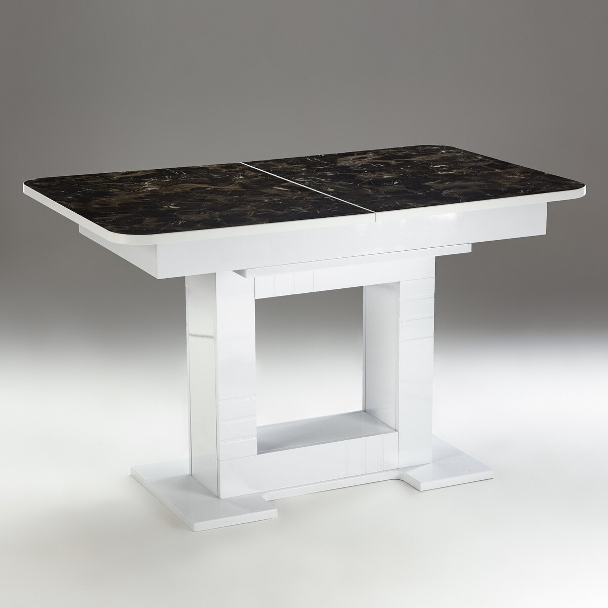 Стол обеденный на одной ножке раздвижной триумф, 124(154)х75х76, белый гл/мрамор пластик стол обеденный на одной ножке раздвижной норд 90 122 х90х97 лдсп 22мм пластик бетон