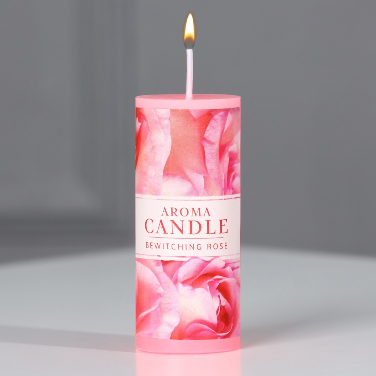 Ароматическая свеча столбик, роза, 3 x 7,5 см. ароматическая свеча столбик