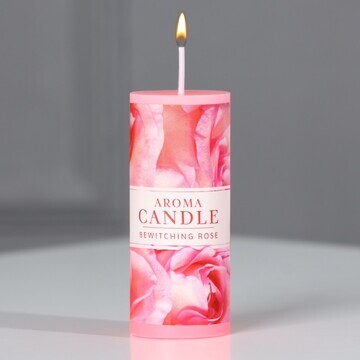 Ароматическая свеча столбик, роза, 3 x 7