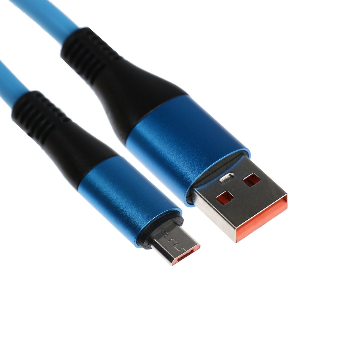 Кабель microusb - usb, 2.4 a, оплетка tpe, утолщенный, 1 метр, синий кабель maxvi mc 01f microusb usb 2 а 1 м pvc оплетка плоский