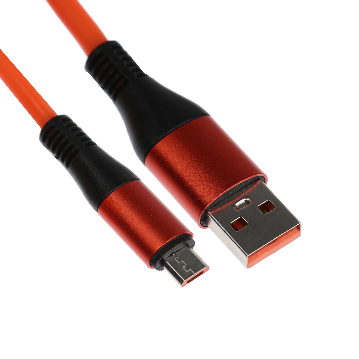 Кабель microusb - usb, 2.4 a, оплетка tpe, утолщенный, 1 метр, оранжевый кабель 2 а microusb usb прозрачный оплетка нейлон 1 м серый