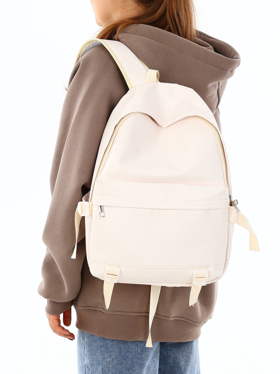 

Рюкзак молодежный на молнии, 3 кармана, размер 29×12×42 см, белый