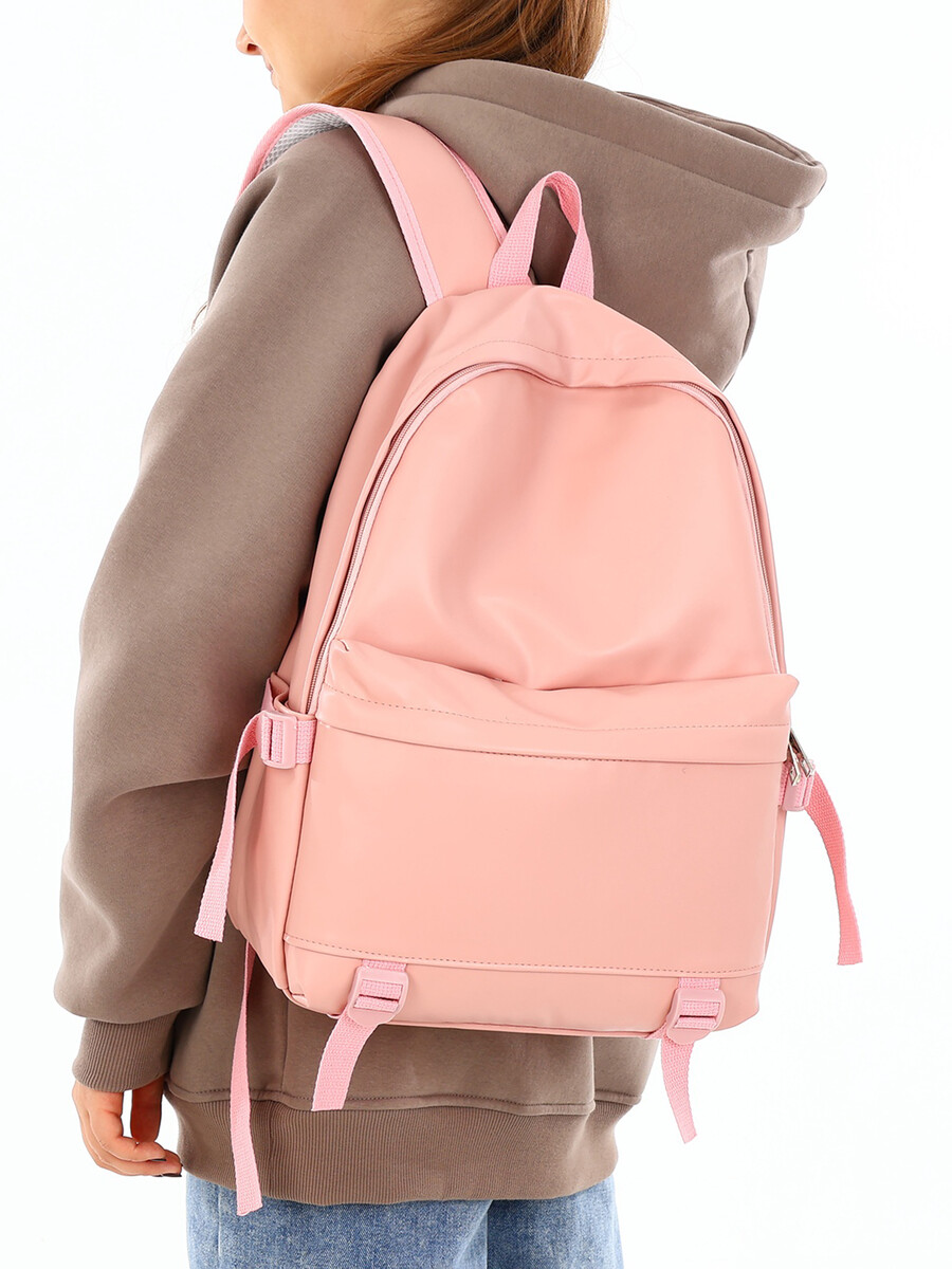 

Рюкзак молодежный на молнии, 3 кармана, размер 29×12×42 см, розовый