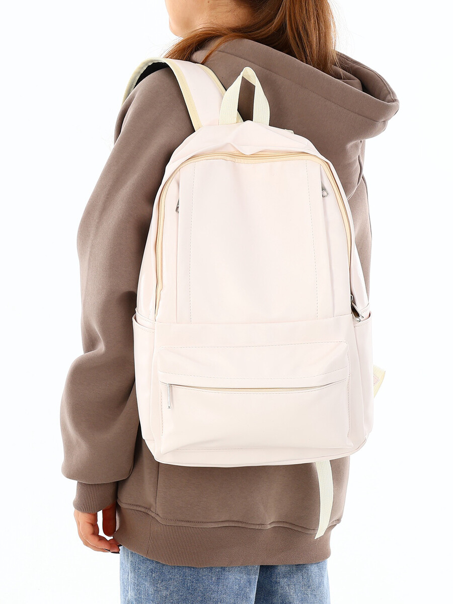 

Рюкзак молодежный на молнии, 5 карманов, размер 29×12×42 см, белый