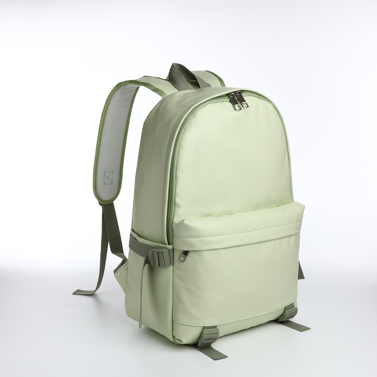 Рюкзак молодежный на молнии, 3 кармана, цвет зеленый