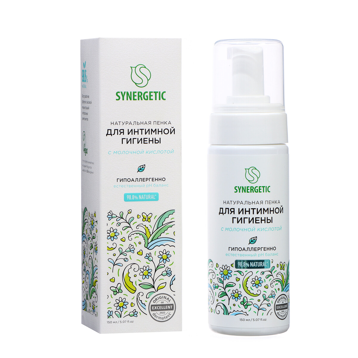 Пенка для интимной гигиены synergetic натуральная, 150 мл lador шампунь с эфирными маслами triplex natural shampoo 530 мл