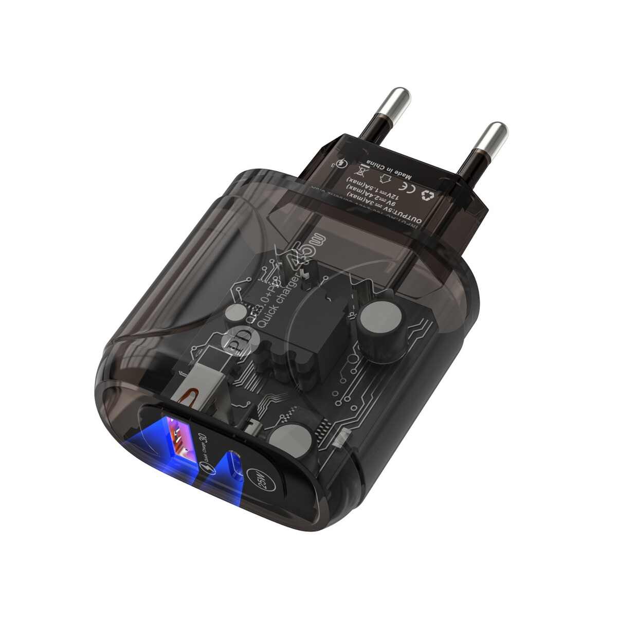 Сетевое зарядное устройство or-000, 3 а, usb, type-c, прозрачное, черное сетевое зарядное устройство olmio partner iphone4 1а