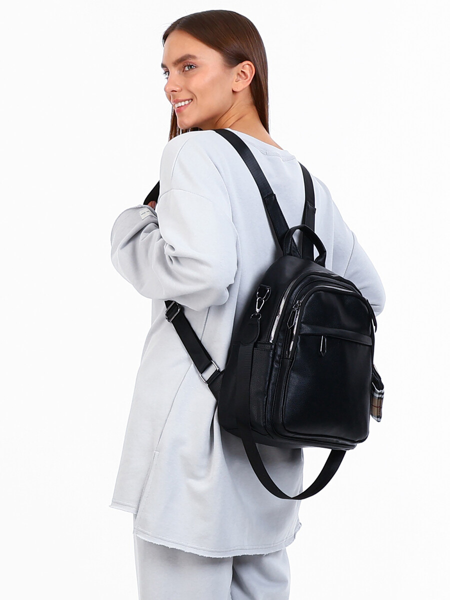 

Рюкзак женский на молнии, с 4 карманами, размер 28×12×35 см, черный