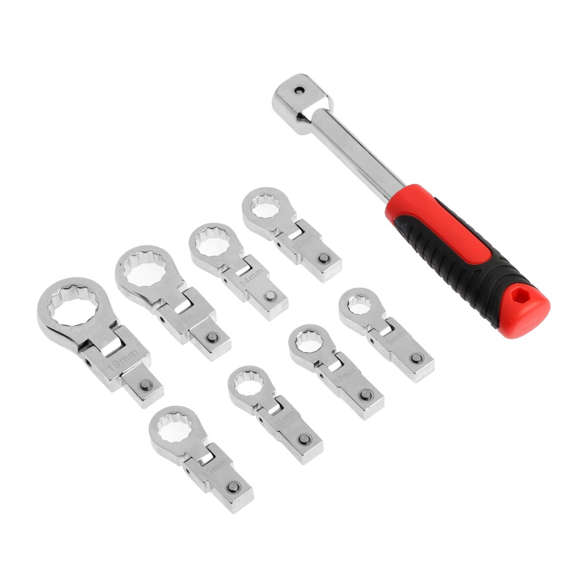 Набор накидных ключей тундра, crv, сменные поворотные головки 9 - 19 мм, 9 шт. сменные кассеты для бритв bic клик 3 для женщин 4 шт 921383