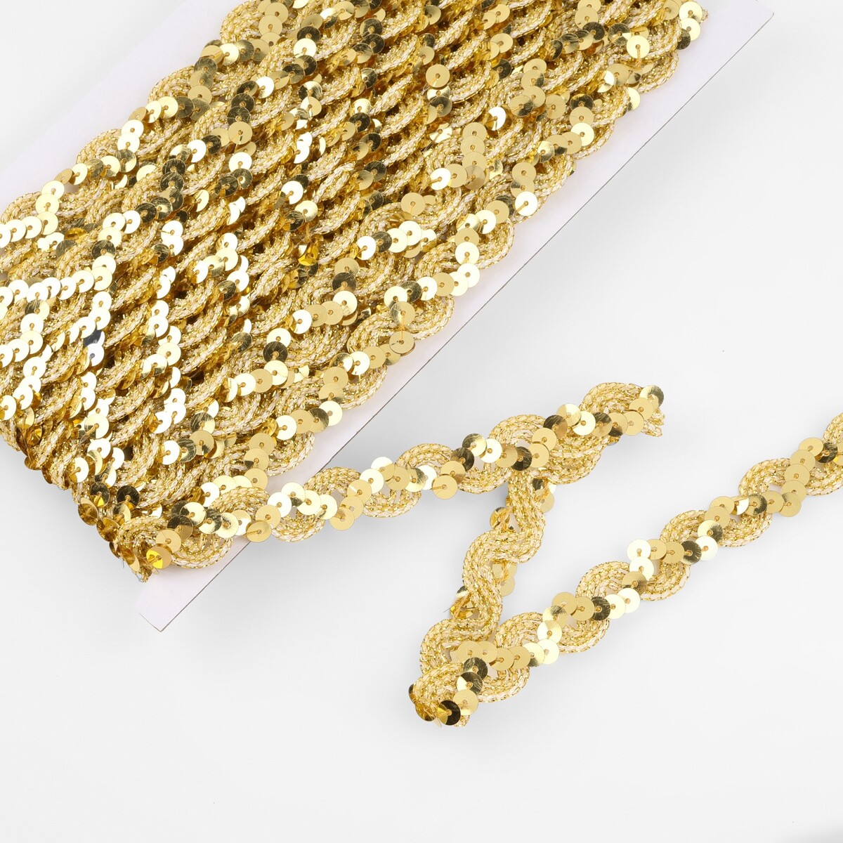 Тесьма декоративная с пайетками, 15 мм, 9,1 ± 0,5 м, цвет золотой тесьма декоративная металлизированная 10 ± 1 м 8 мм золотой