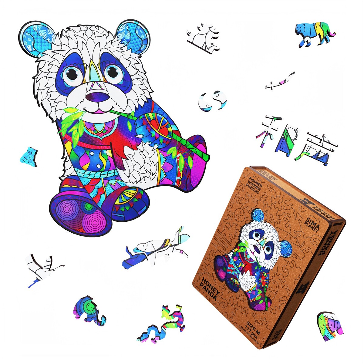 Пазл фигурный деревянный honey panda, размер 22х25 см, 117 деталей No brand 010075597 - фото 2