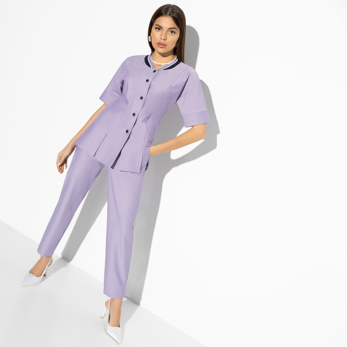 Брючный костюм CHARUTTI, размер 44, цвет фиолетовый