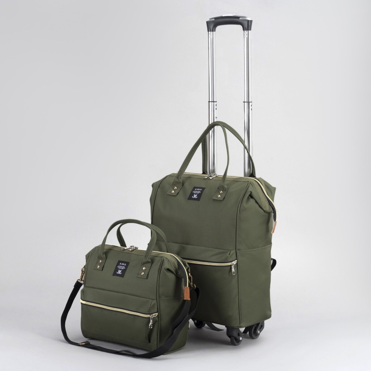 Сумка-рюкзак 2 в 1 на колесах 18 дорожная сумка на колесах для путешествий и спорта рион rion зеленый