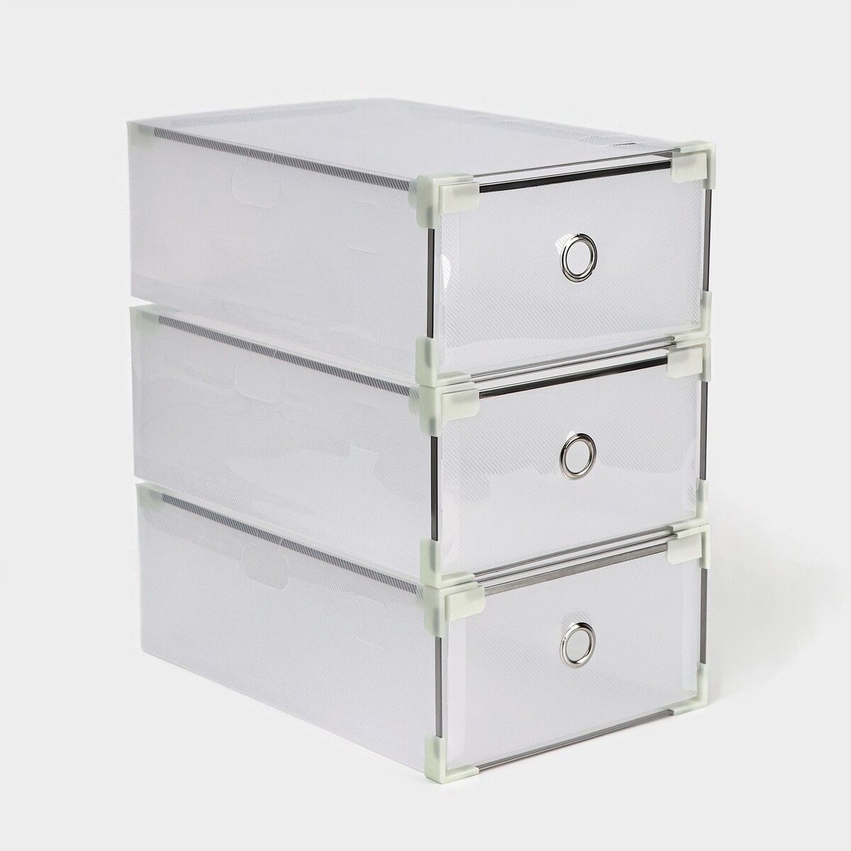 Коробка для хранения обуви выдвижная middle size, 20×31×11 см, 3 шт, цвет белый коробка универсальная makel 10010 оп mimoza белый