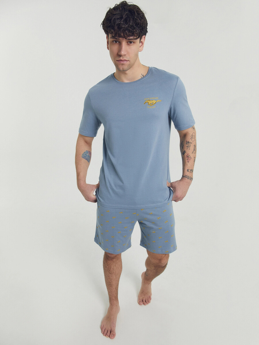 Комплект мужской (футболка, шорты) Mark Formelle, размер 44, цвет голубой