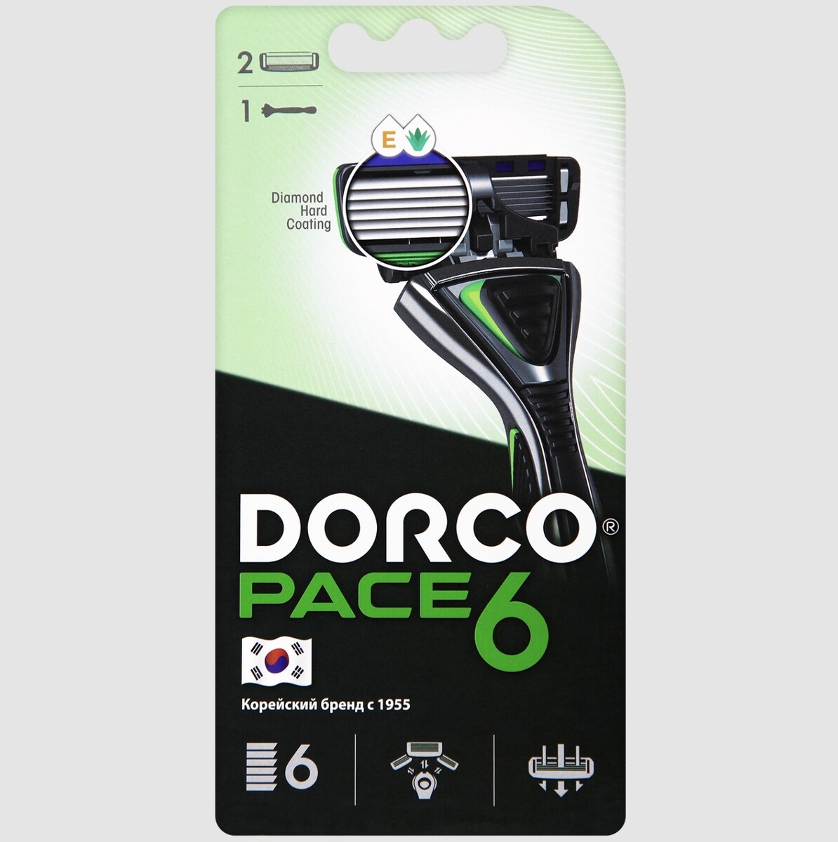 Dorco pace6 (станок+2's) система с 6лезвиями (ю.корея) станок для бритья одноразовый dorco pace 4 4 лезвия увлажняющая полоска плавающая головка