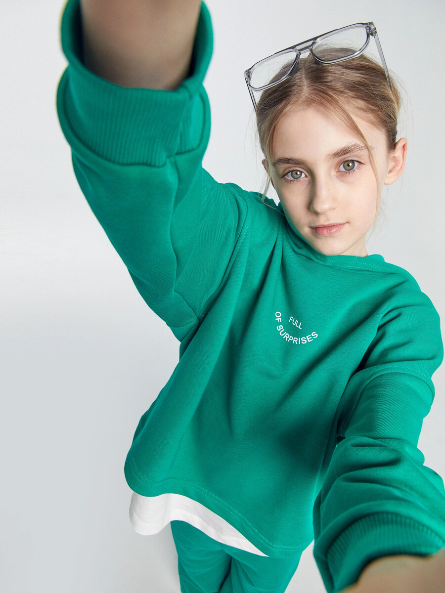 Комплект для девочек (анорак, брюки) укороченная рубашка в стиле пэчворк для девочек