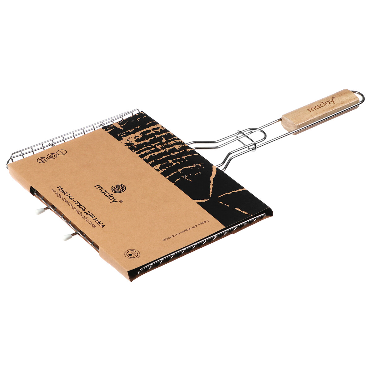 Решетка гриль maclay, 50х30х22 см, нержавеющая сталь ручка скоба square cappio нержавеющая сталь м о 96 мм
