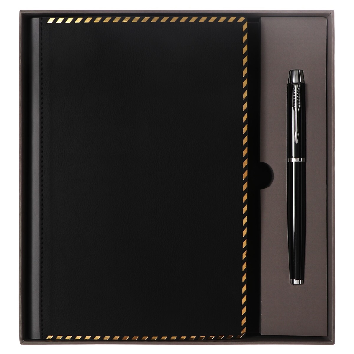 Ежедневник недатированный а5, 80 листов, линия, обложка кожзам, с ручкой, в подарочной коробке, черный