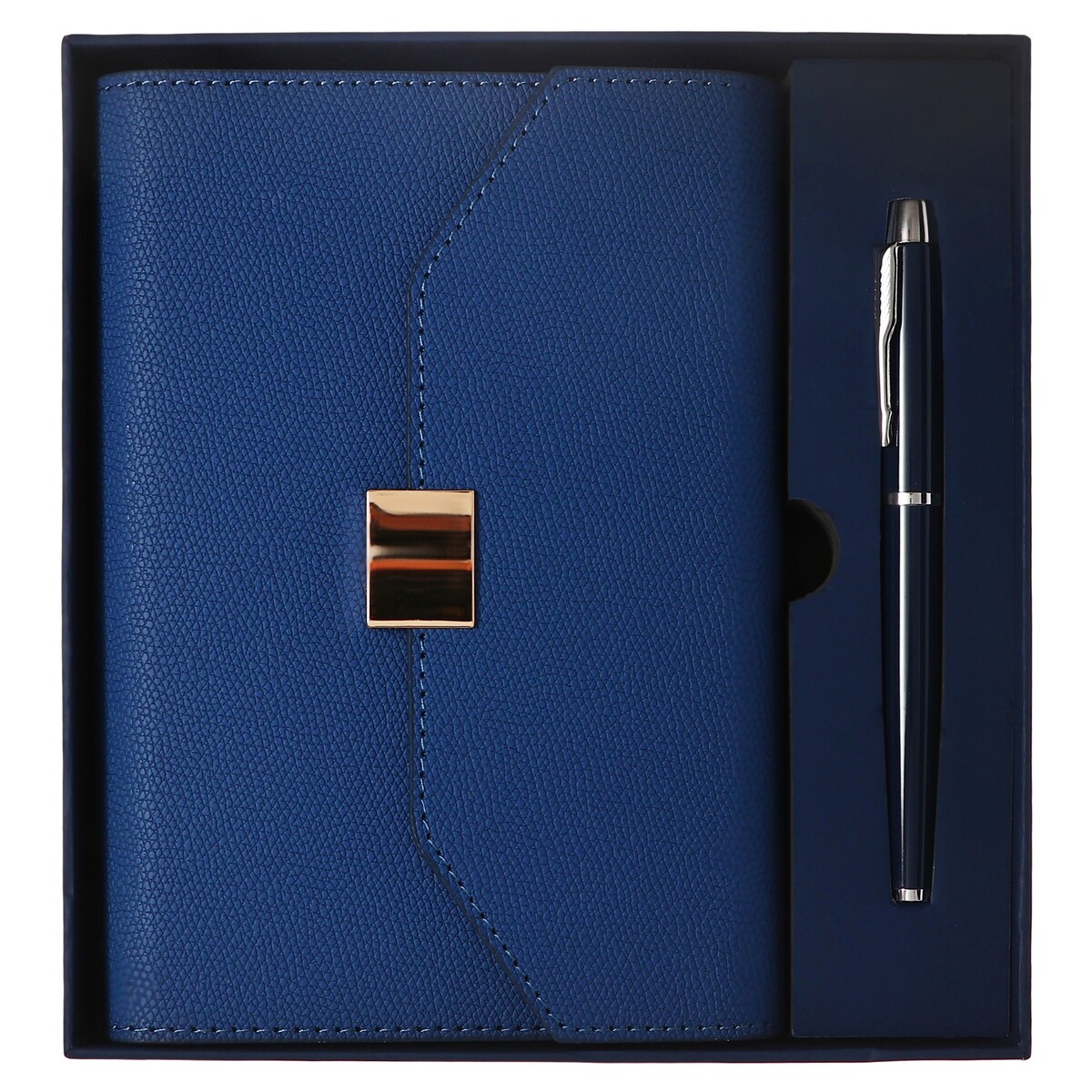 Органайзер на кольцах а6+, 80 листов, кожзам, c клапаном, линия, с ручкой, в подарочной коробке, синий косметичка органайзер на молниях синий