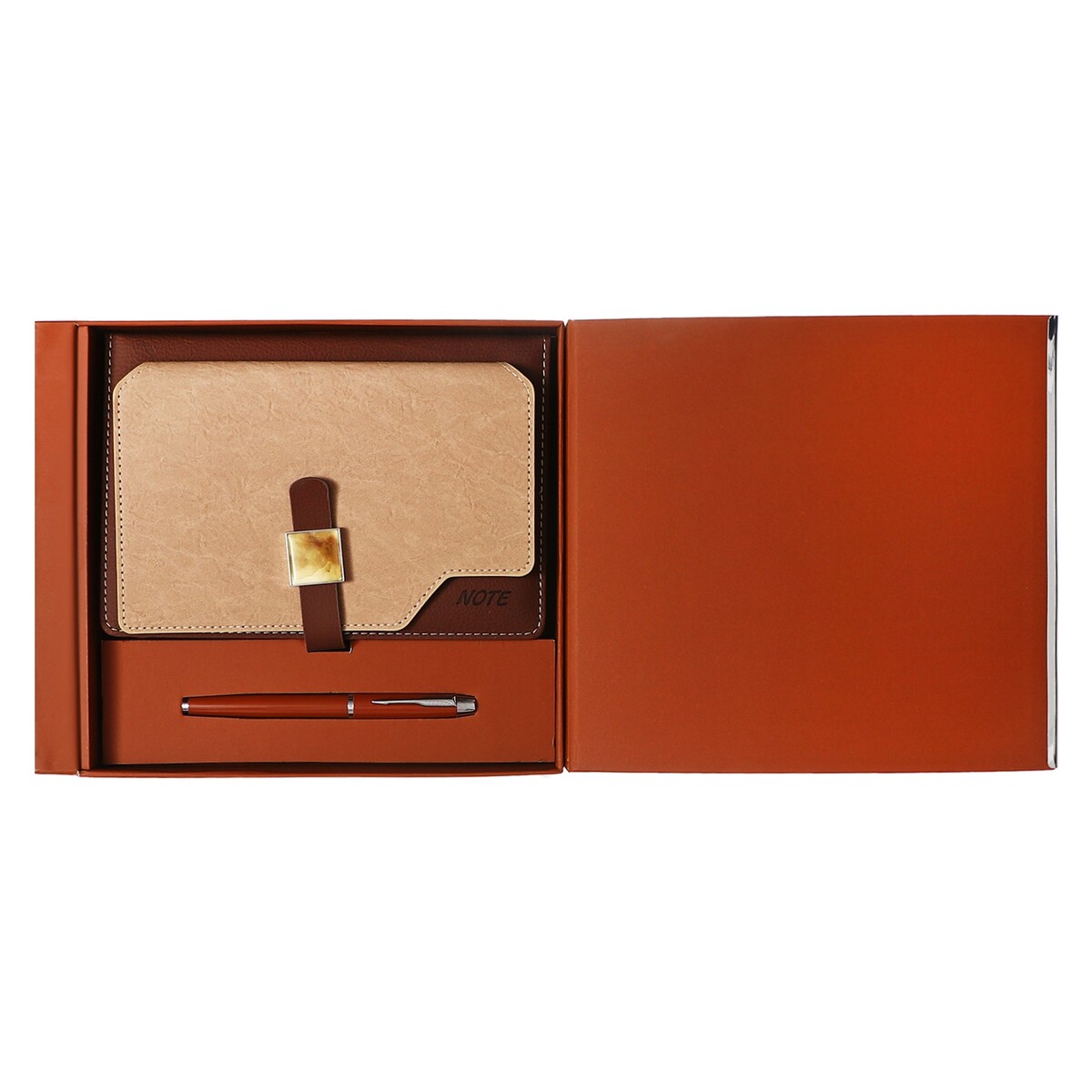 Органайзер на кольцах а6+, 80 листов, кожзам, c хлястиком, линия, с ручкой, в подарочной коробке, коричневый натуральная пемза для педикюра с подвесом 9 5 × 7 см в коробке коричневый