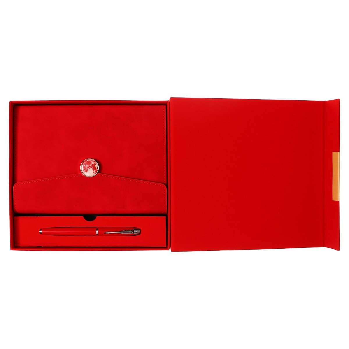 Органайзер на кольцах а6+, 80 листов, кожзам, c клапаном, линия, с ручкой, в подарочной коробке, красный красная линия