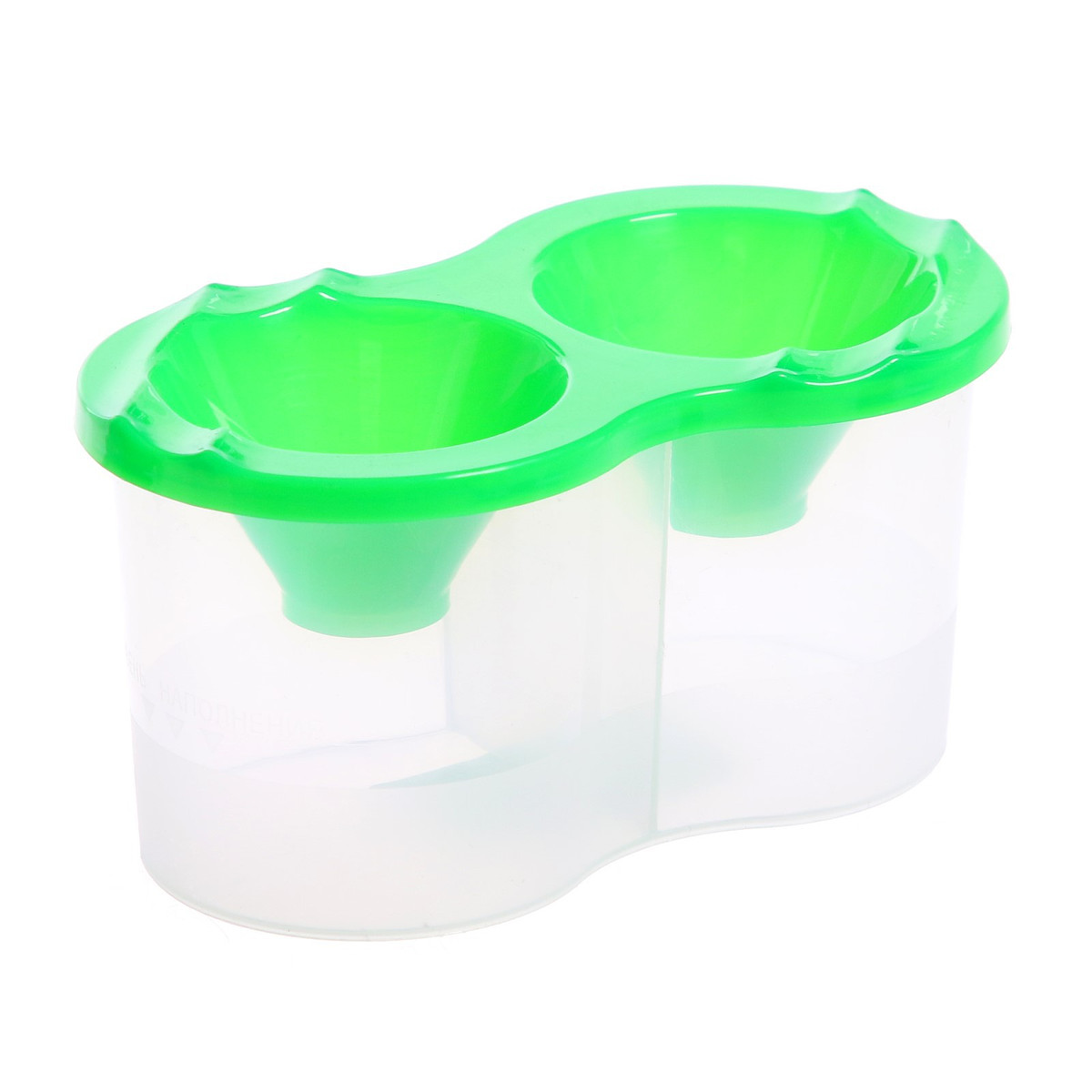 

Стакан - непроливайка для рисования двойной calligrata, 150 мл ×2, с держателем для кистей, зеленый, Зеленый;прозрачный