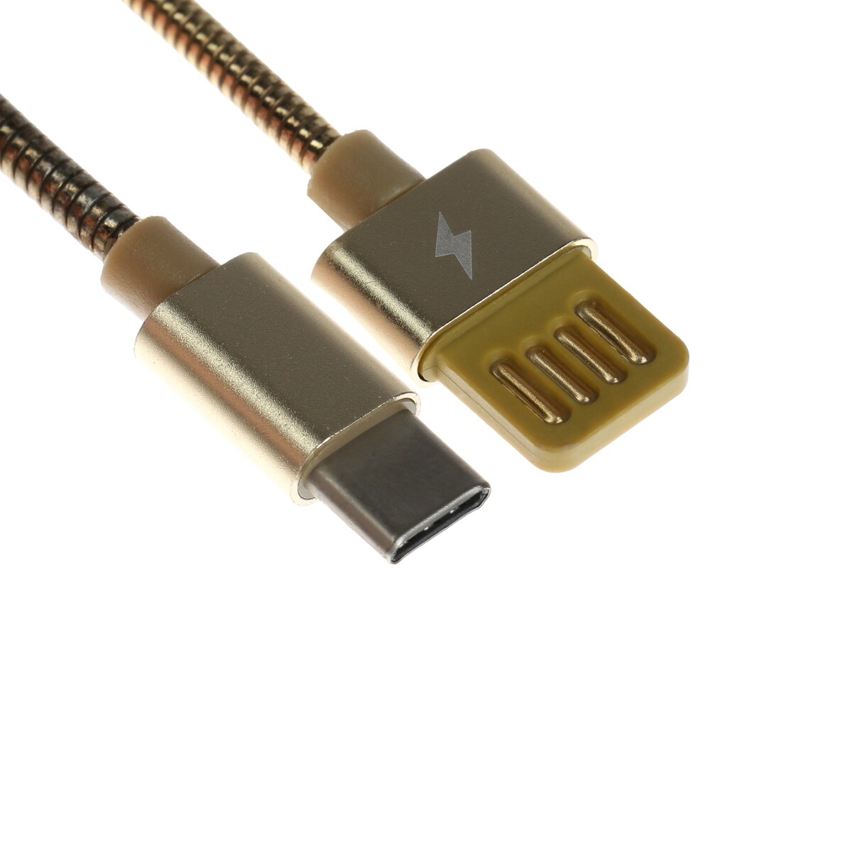 Кабель type-c - usb, 2.1 а, металлическая оплетка, 1 метр, золотистый кабель type c usb 2 1 а оплетка нейлон 1 метр золотистый