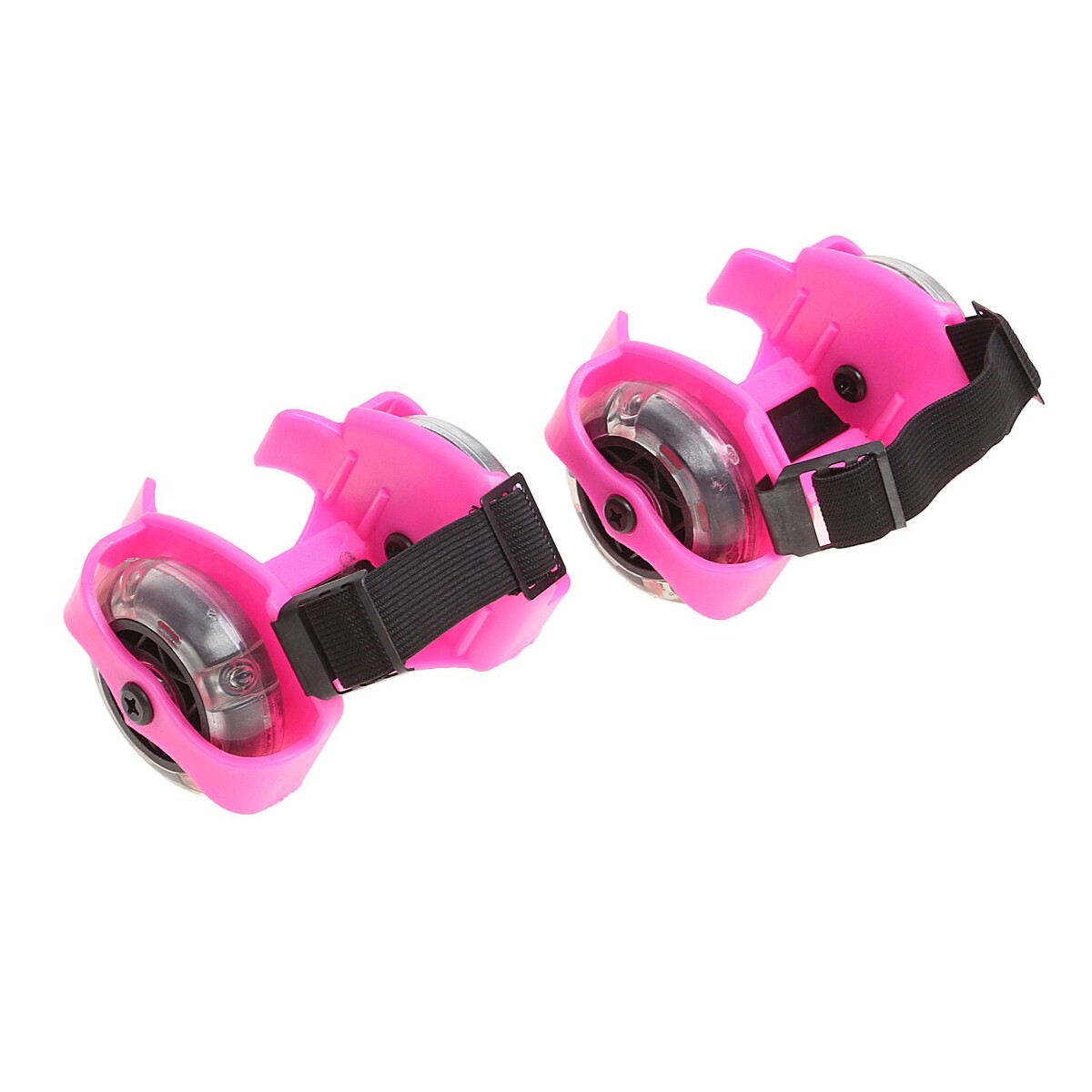 Ролики для обуви раздвижные onlitop, светящиеся колеса рvc 70 мм, ширина 6-10 см, до 70 кг, цвет розовый