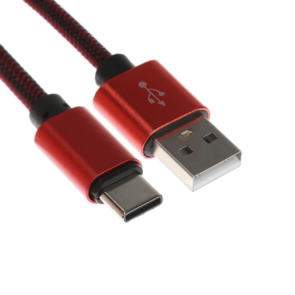 Кабель type- c - usb, 2.1 а, оплетка нейлон, 1 метр, красный дата кабель mobility usb – type c 3а тканевая оплетка красный ут000024535
