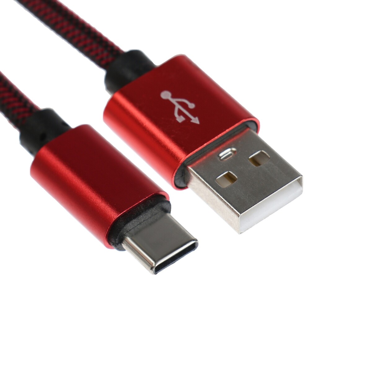 Кабель type- c - usb, 2.1 а, оплетка нейлон, 2 метра, красный дата кабель more choice smart usb 3 0a для type c magnetic k61sa нейлон 1м red