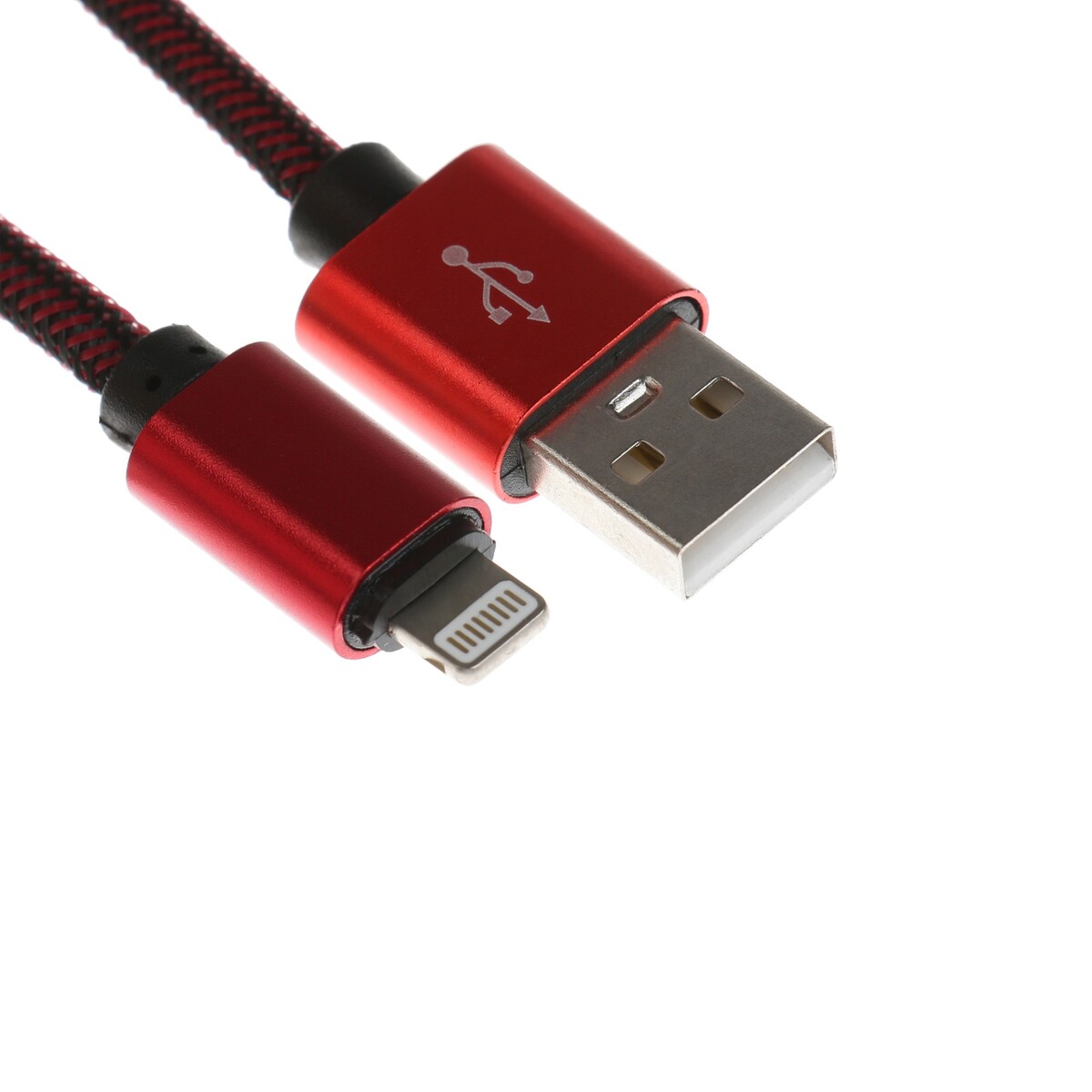 Кабель lightning - usb, 2.1 а, оплетка нейлон, 2 метра, красный дата кабель mobility type c lightning 3а тканевая оплетка красный ут000024530
