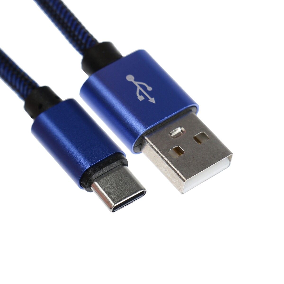 Кабель type- c - usb, 2.1 а, оплетка нейлон, 2 метра, синий