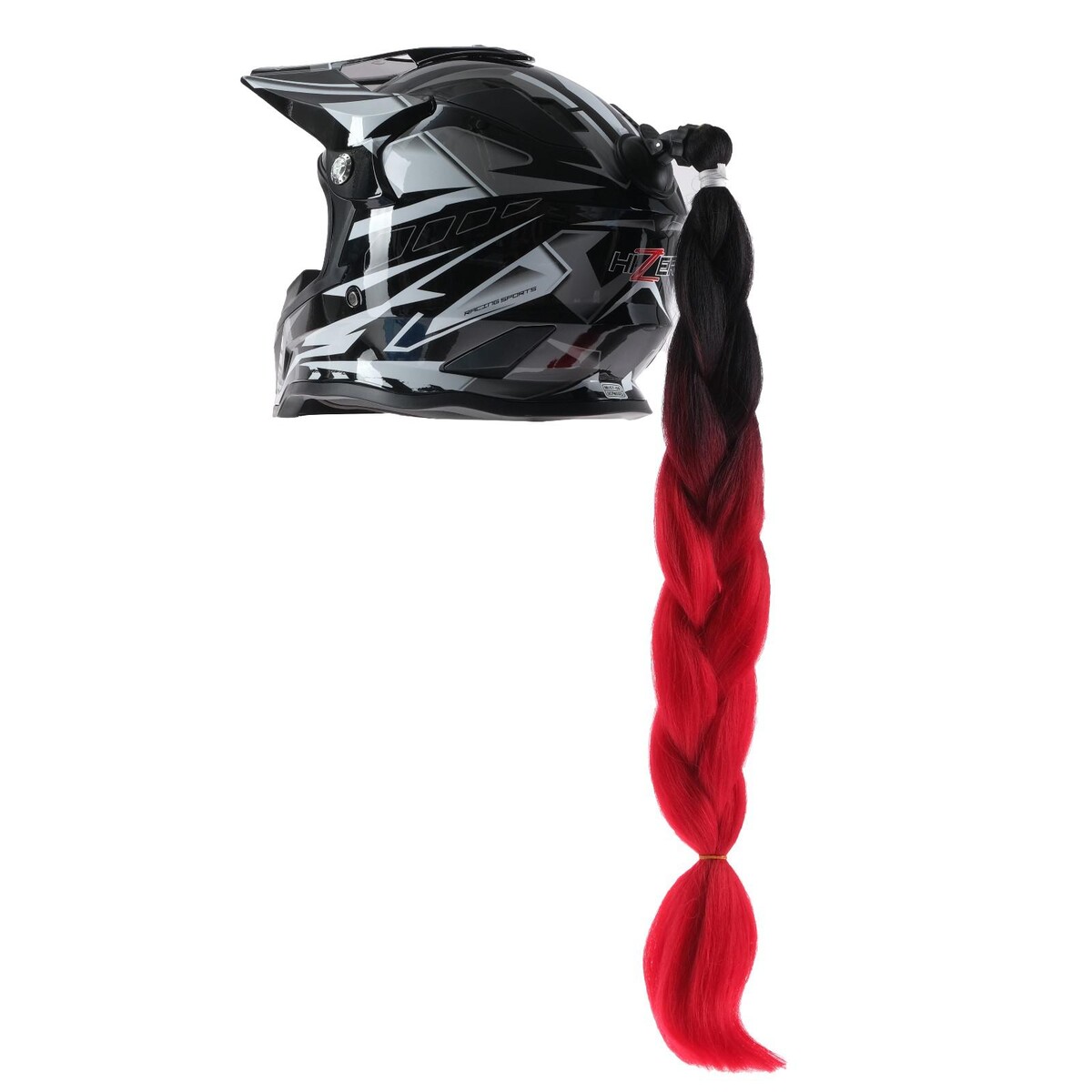 Коса на мотошлем, крепление присоской, 60 см, черно-красный велошлем o´neal trailfinder rio v 22 54 58 см красный 0013 012