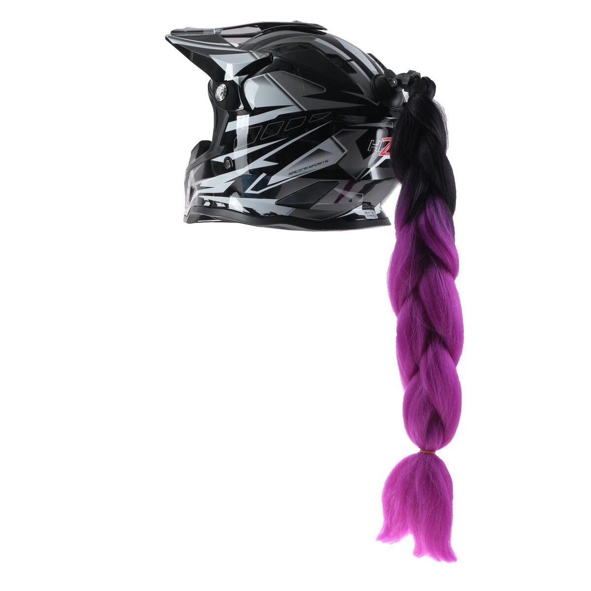 Коса на мотошлем, крепление присоской, 60 см, черно-фиолетовый флягодержатель велосипедный syncros tailor cage 2 0 левый черно фиолетовый 250591 6544