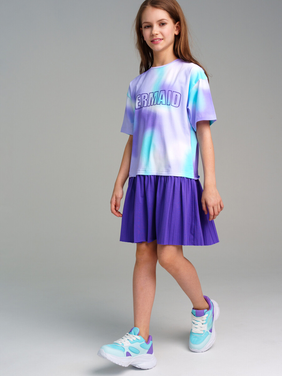 Платье трикотажное PLAYTODAY, размер рост 128 см, цвет фиолетовый