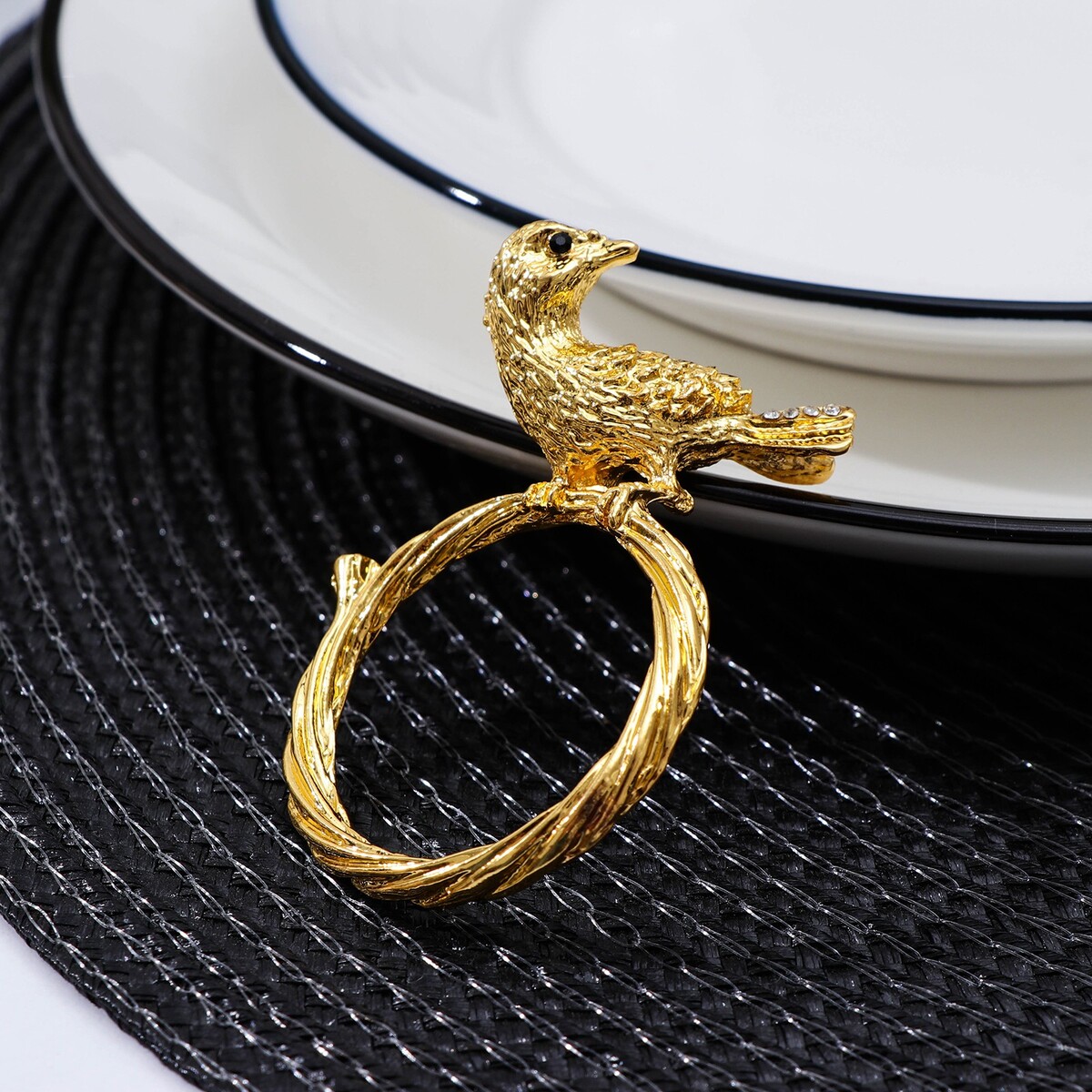 Кольцо для салфетки nature птица, 6×4,5×1,5 см, цвет золотой грач птица весенняя