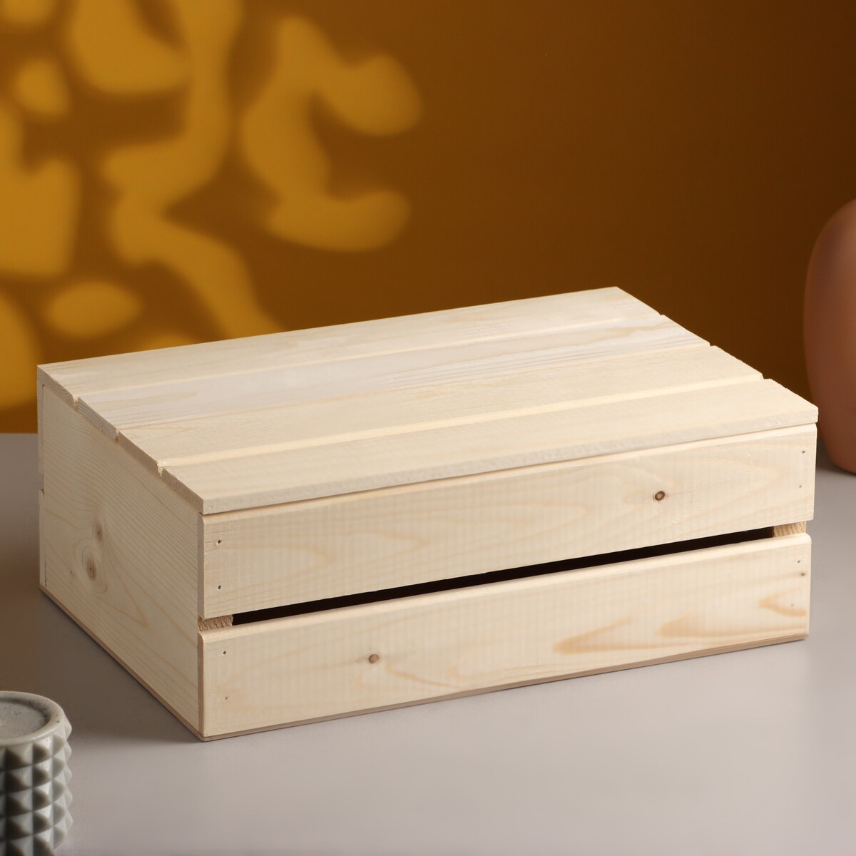 Ящик деревянный 35×23×13 см подарочный с реечной крышкой полимербыт ящик артлайн с крышкой 30 л