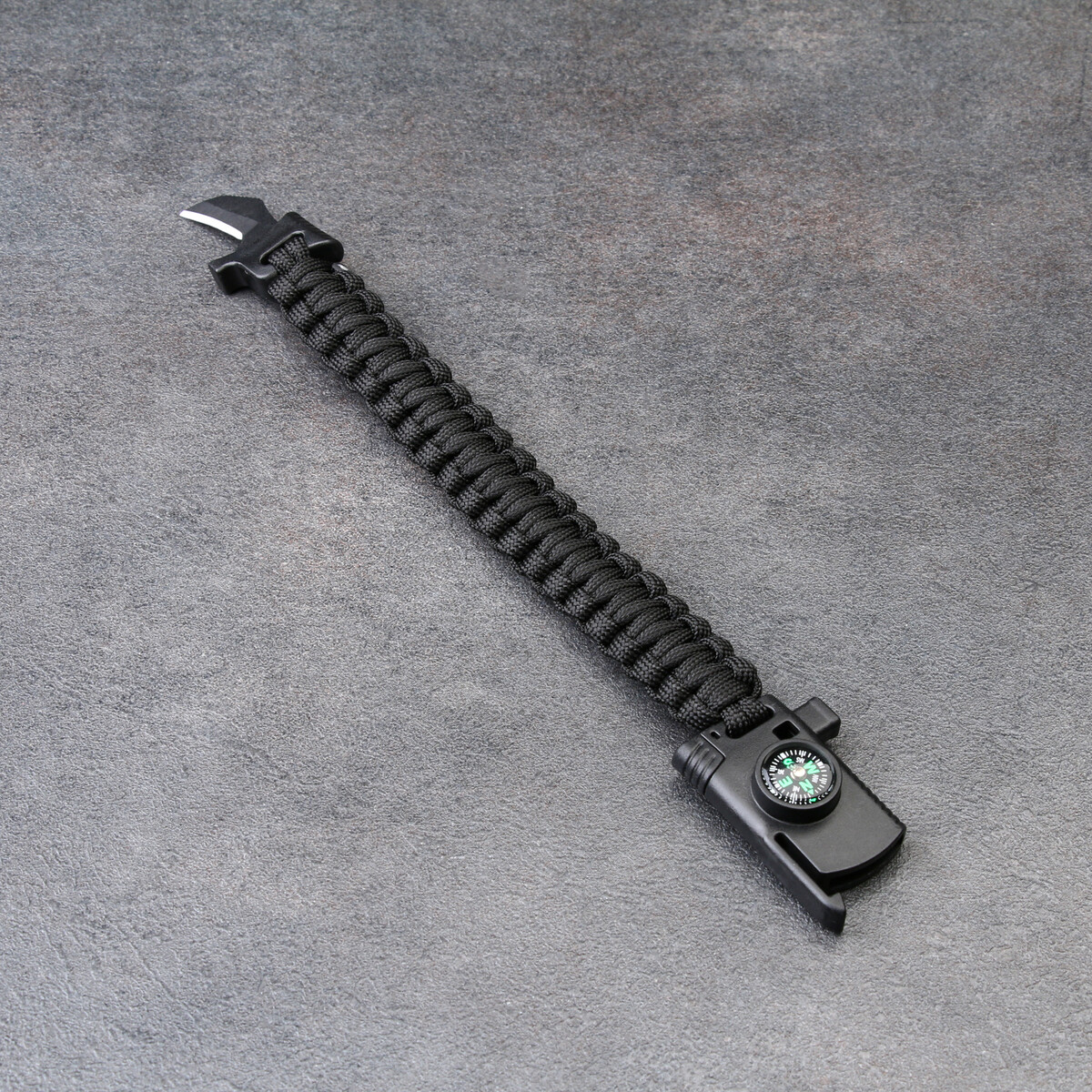 Браслет для выживания 5в1 (паракорд, нож, свисток, компас, огниво), черный No brand 010529597 - фото 3